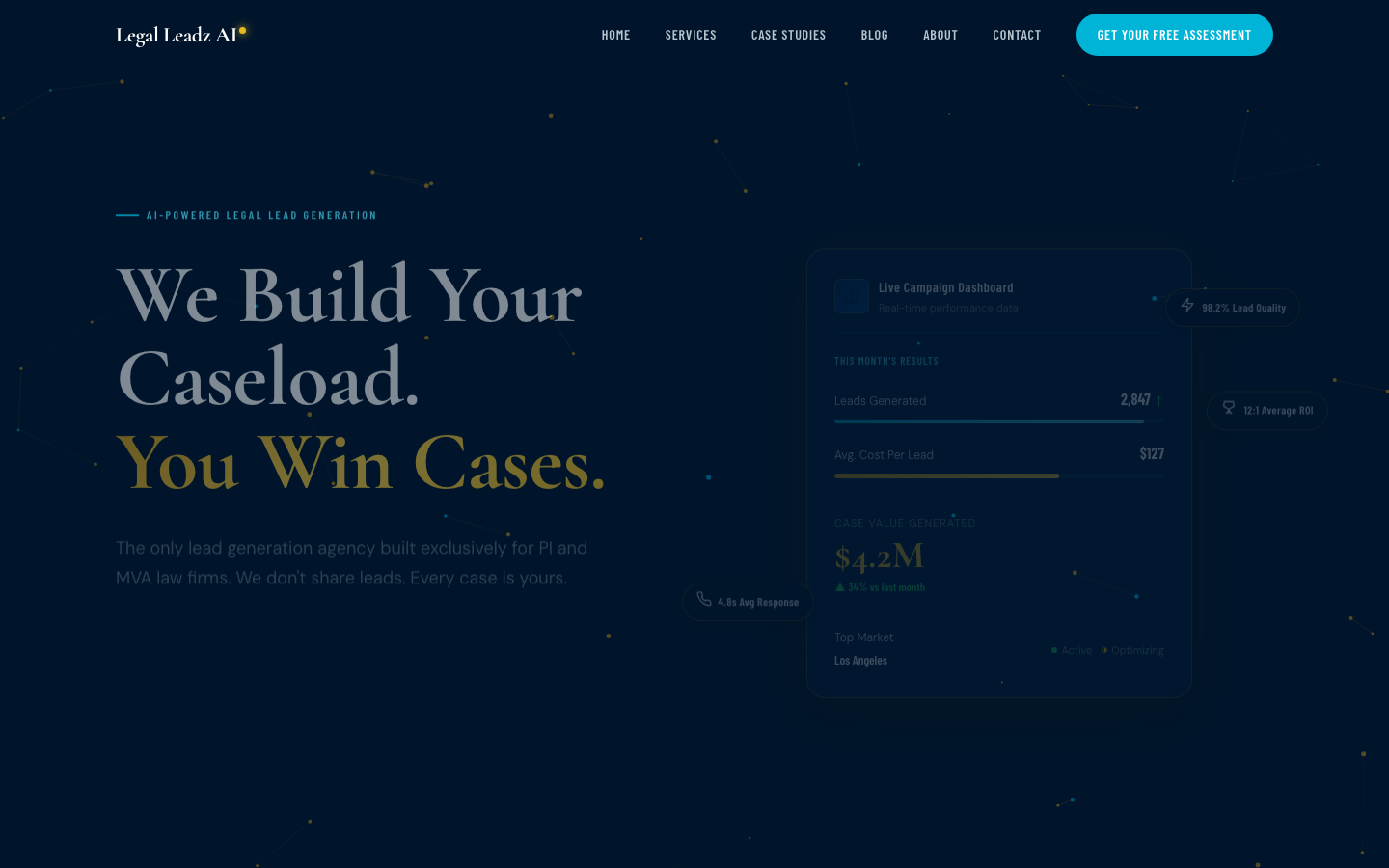 Legal Leadz AI homepage screenshot
