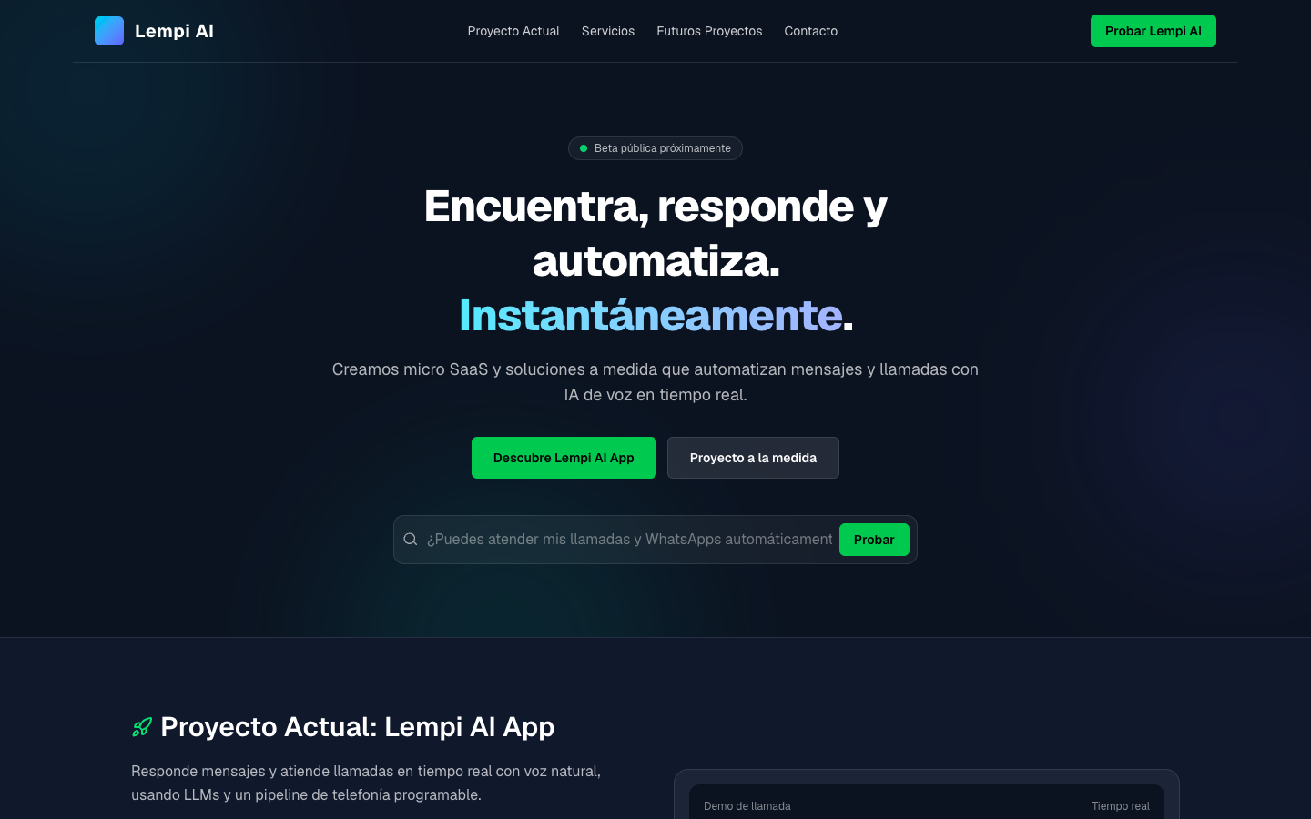 Lempi homepage screenshot