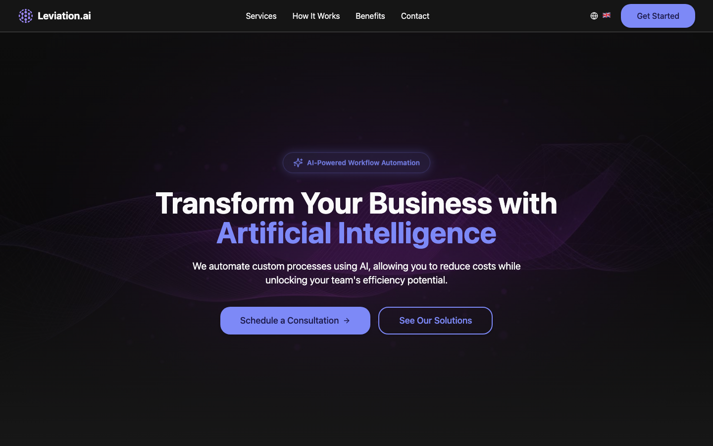 Leviation.ai homepage screenshot