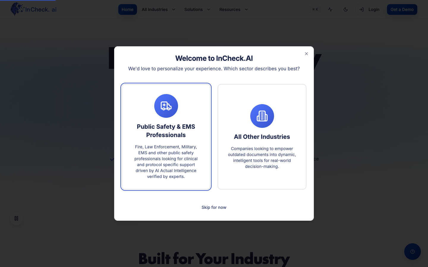 InCheck.AI homepage screenshot