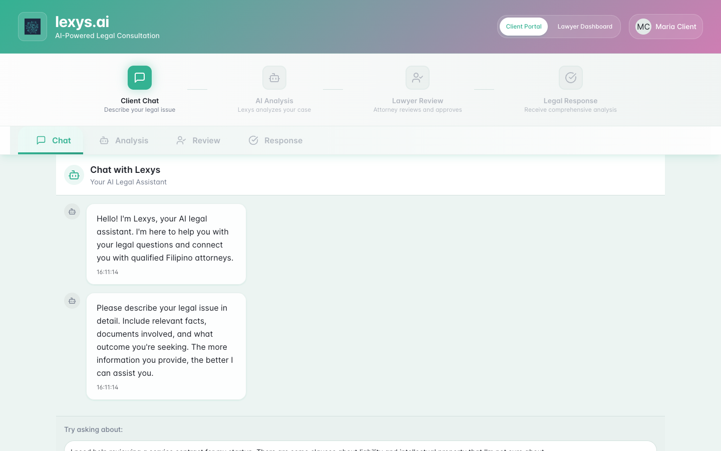LexysAI homepage screenshot
