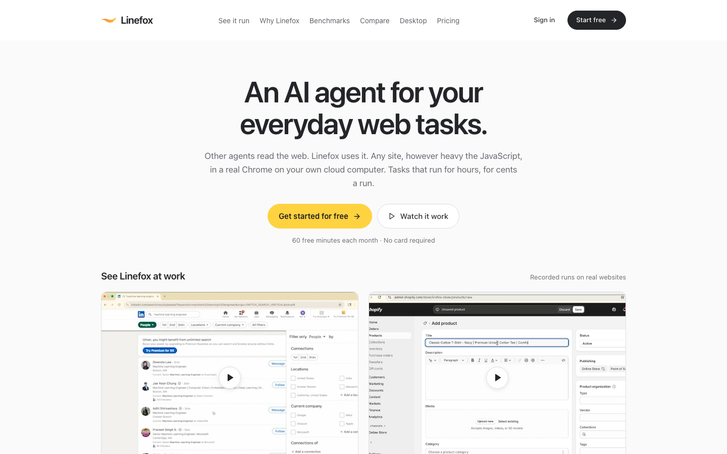 Linefox homepage screenshot