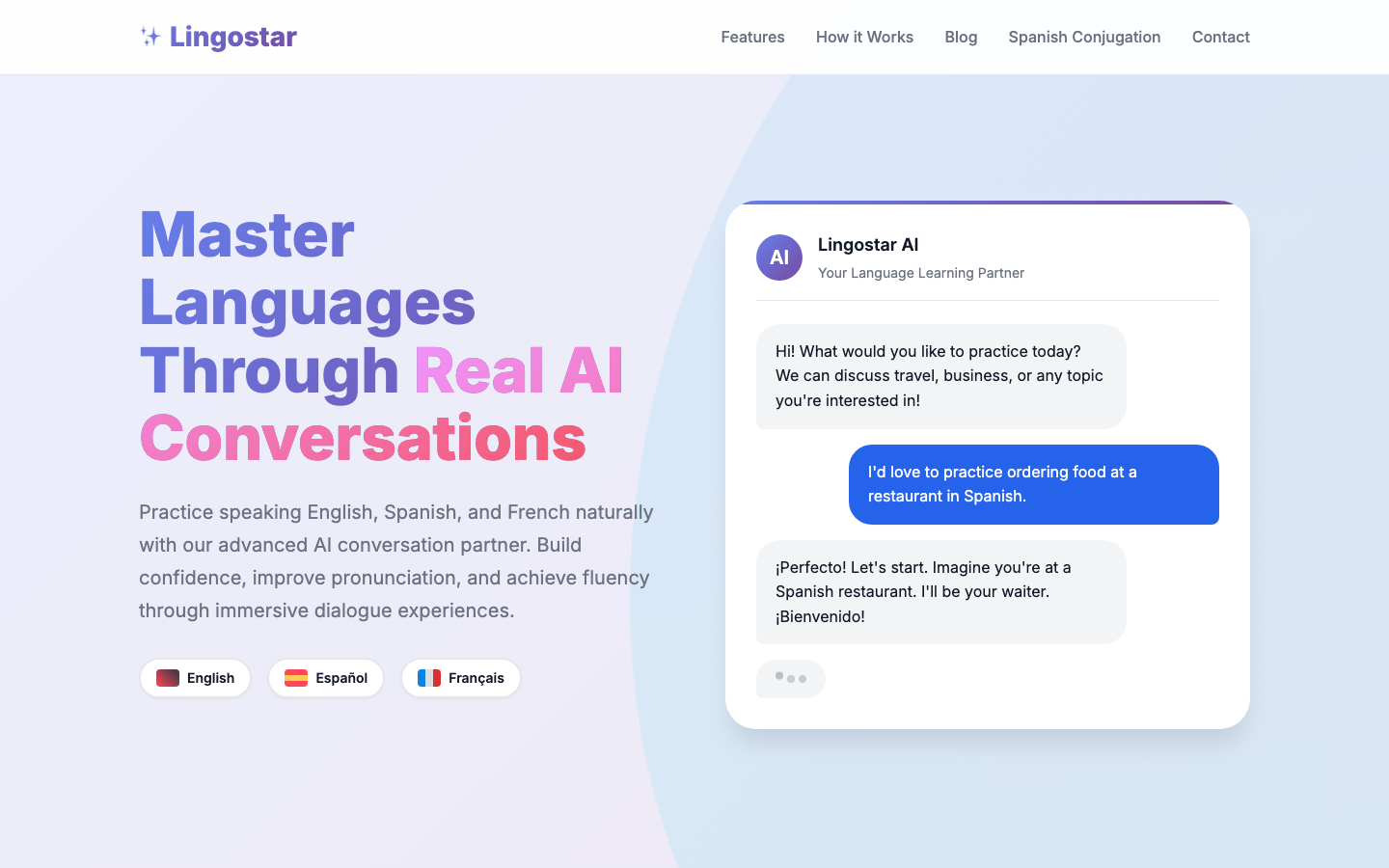 Lingostar AI 首页截图