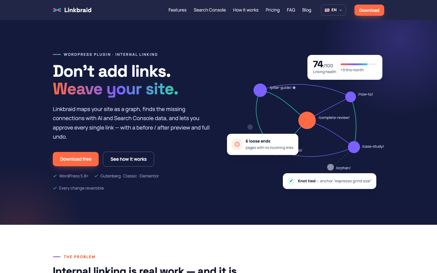 Linkbraid homepage screenshot