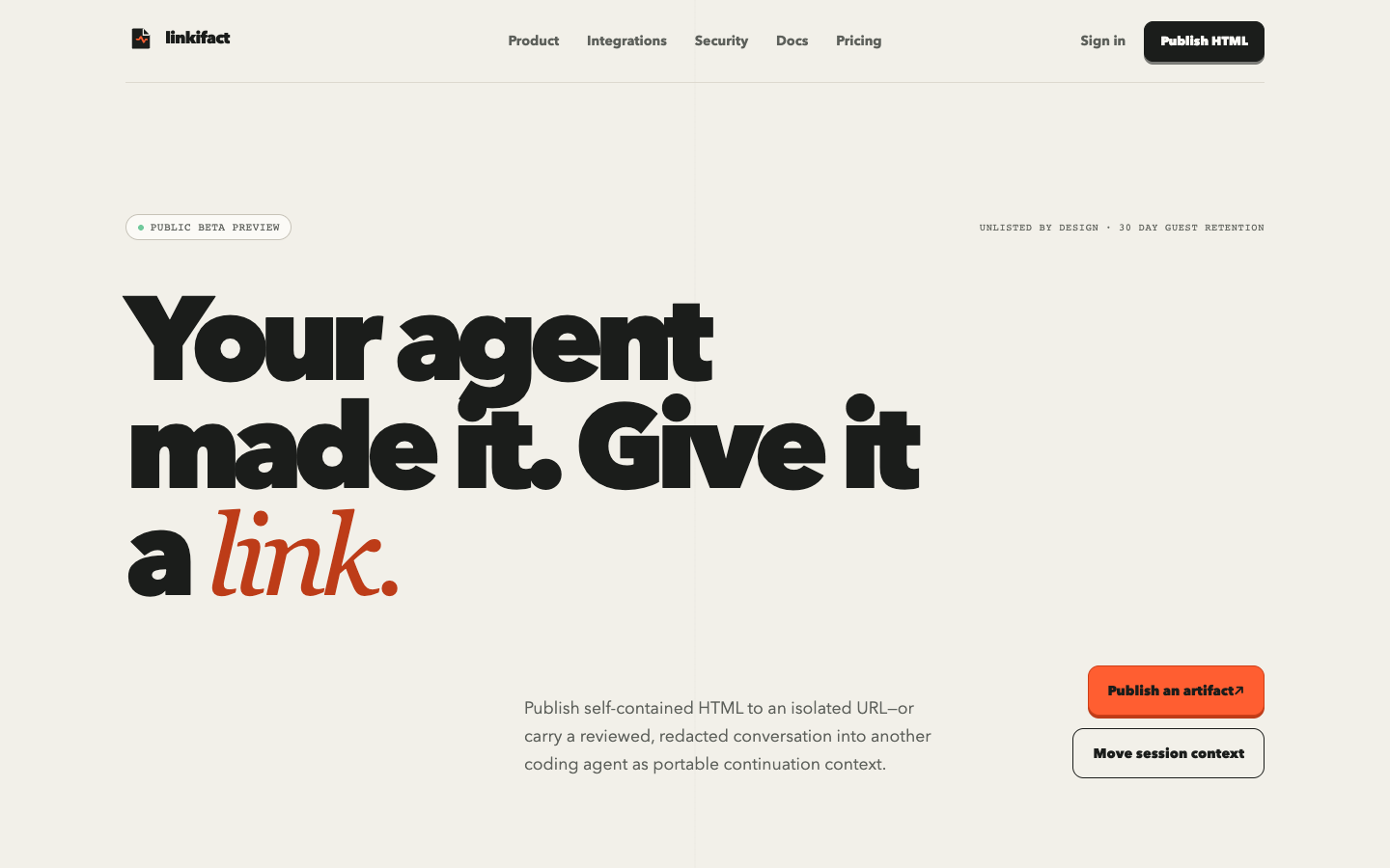 Linkifact homepage screenshot