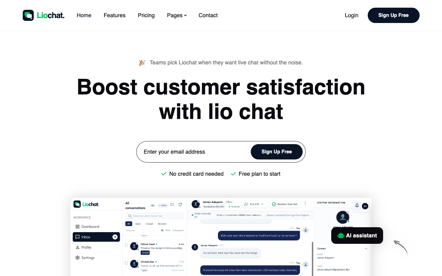 Liochat landing_page