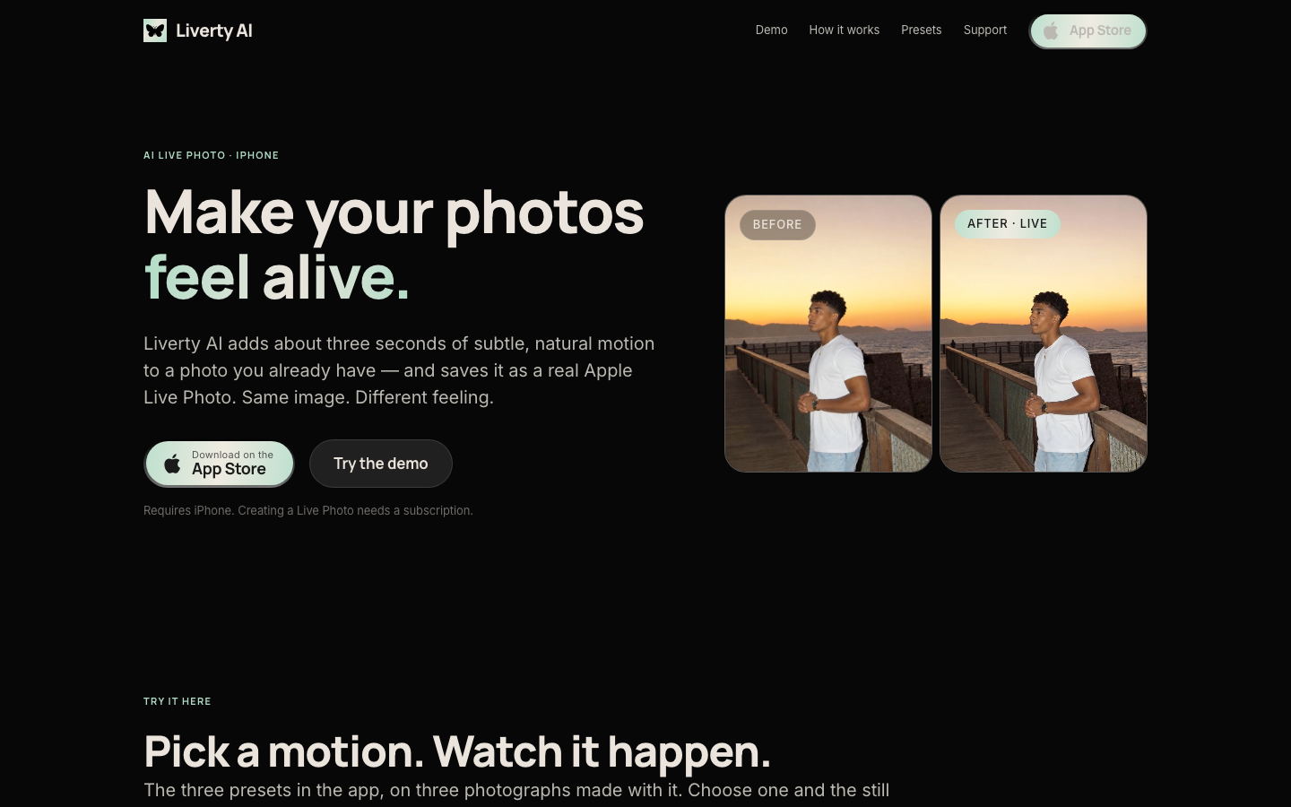 Liverty AI homepage screenshot