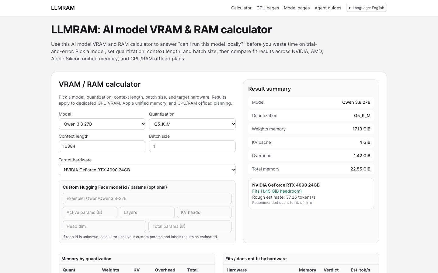 LLMRAM homepage screenshot