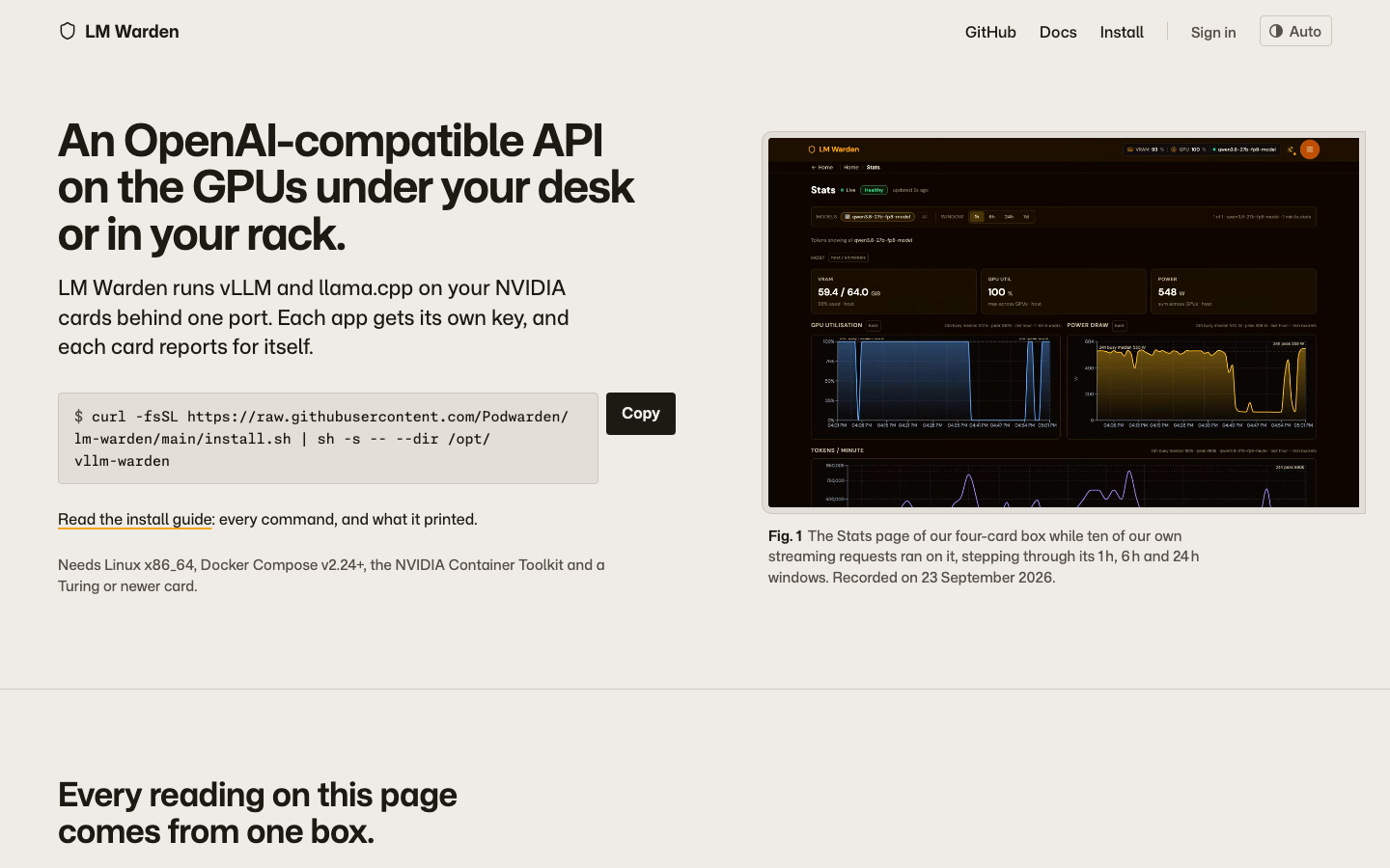 LM Warden homepage screenshot