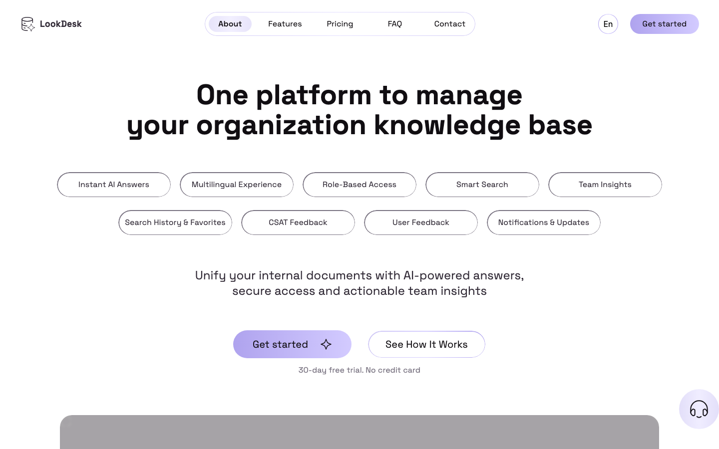 LookDesk homepage screenshot