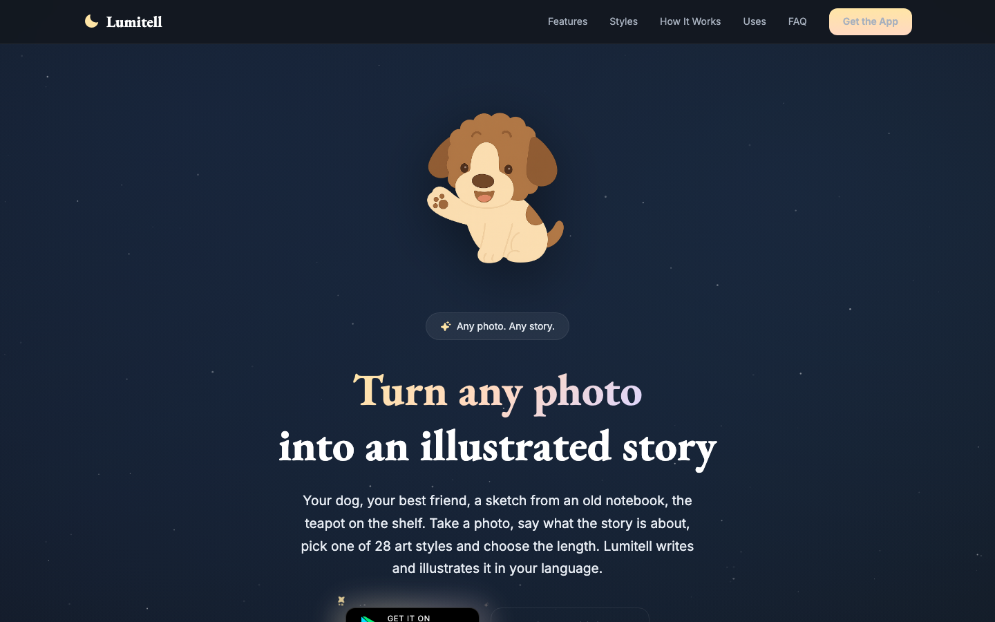 Lumitell homepage screenshot