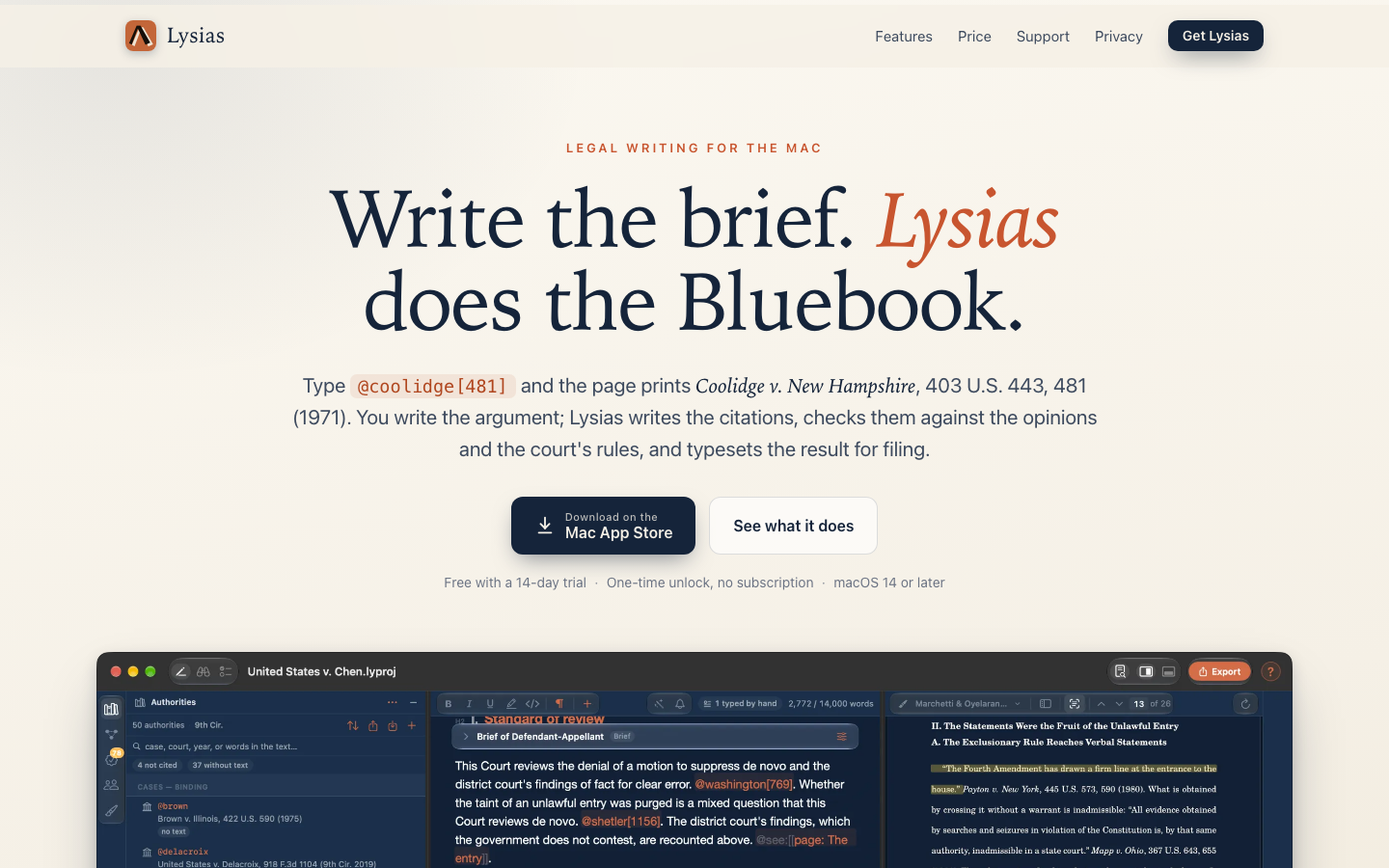Lysias homepage screenshot