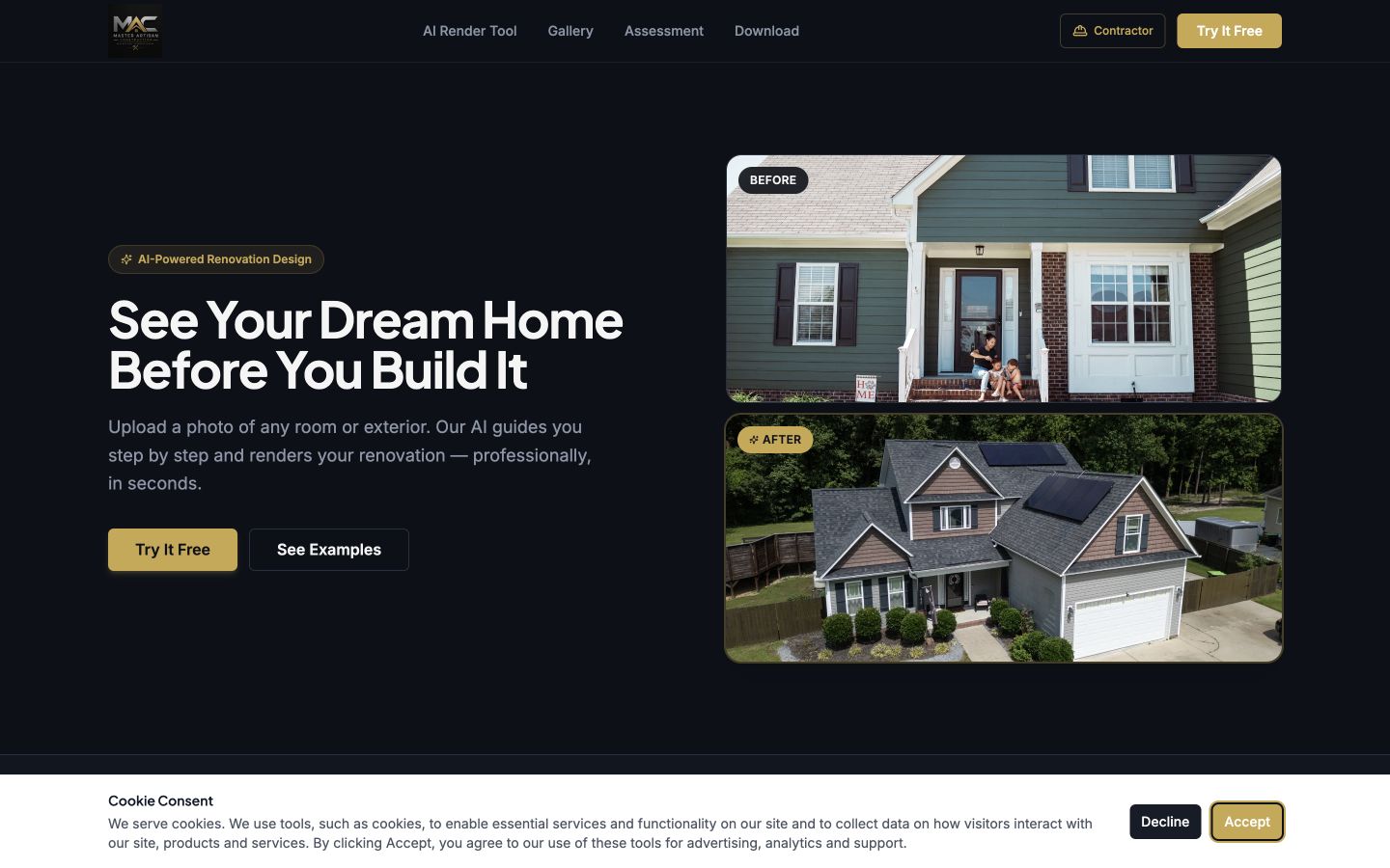 MasterArtisan Home AI 首页截图