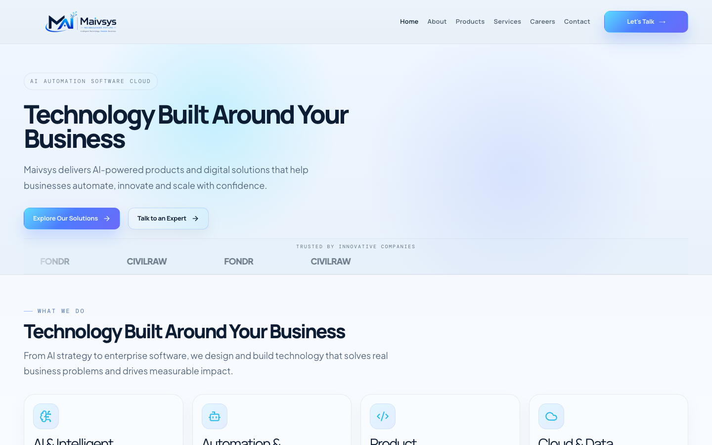 Maivsys Technologies Private Limited homepage screenshot