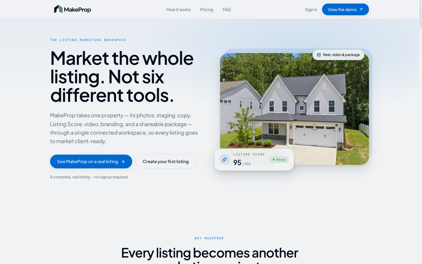 MakeProp homepage screenshot