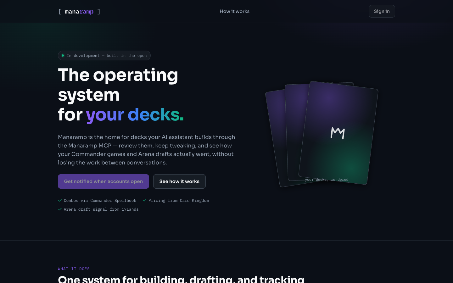 Manaramp homepage screenshot