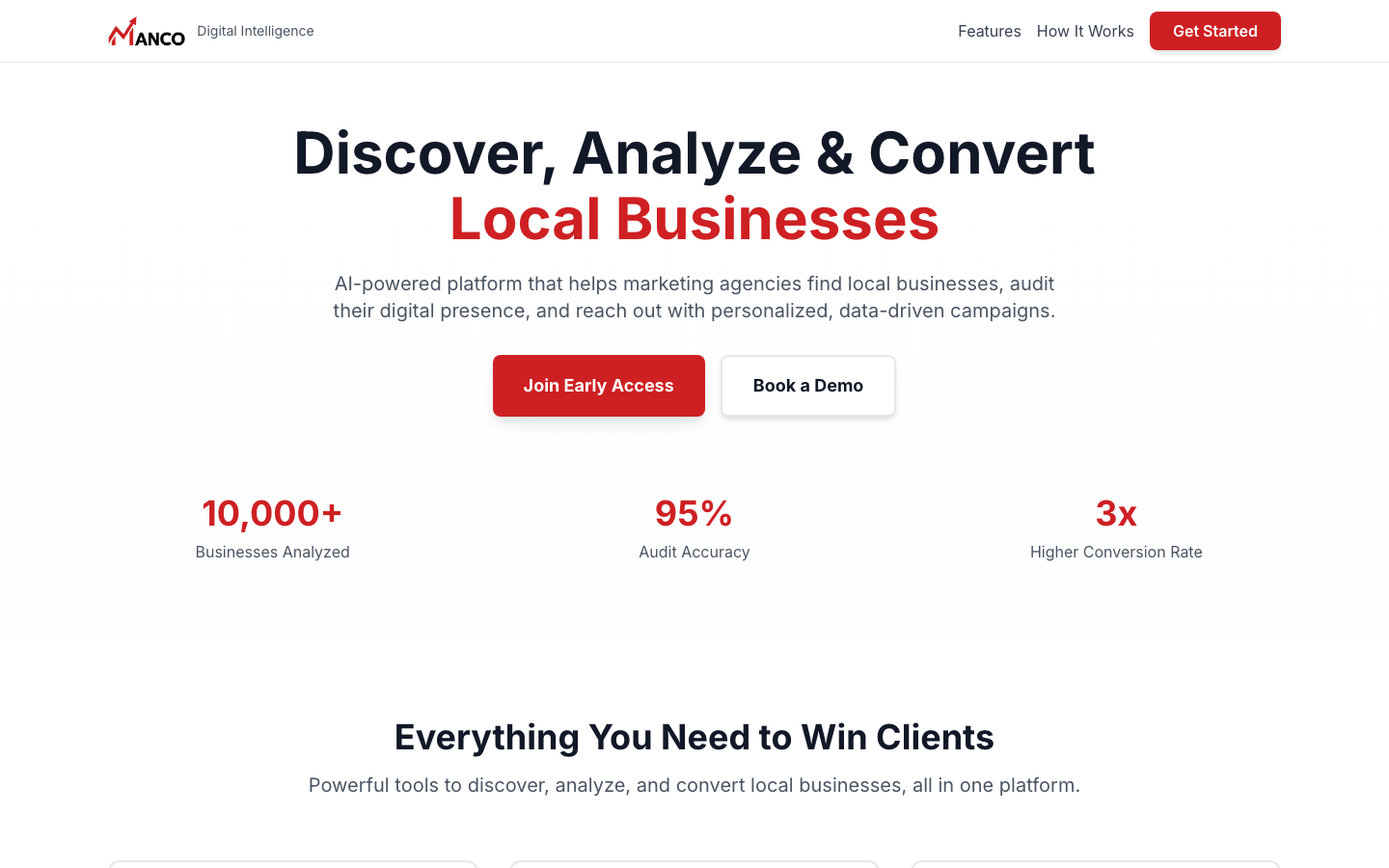 MANCO homepage screenshot