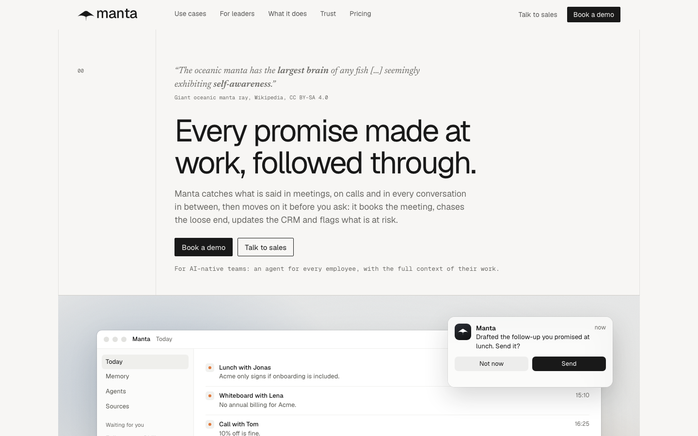 Manta homepage screenshot