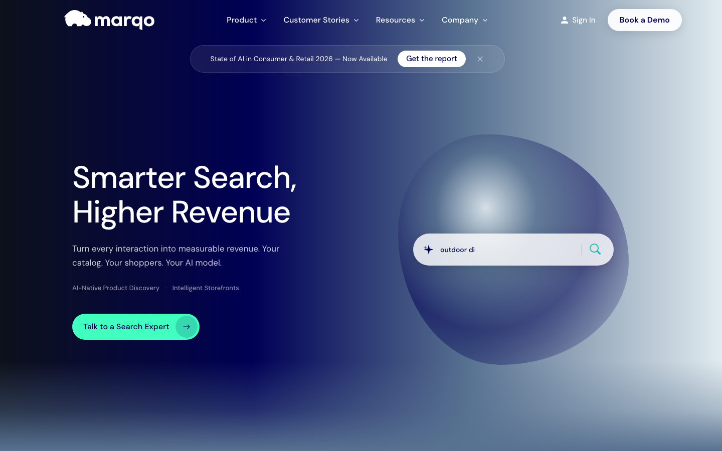Marqo homepage screenshot