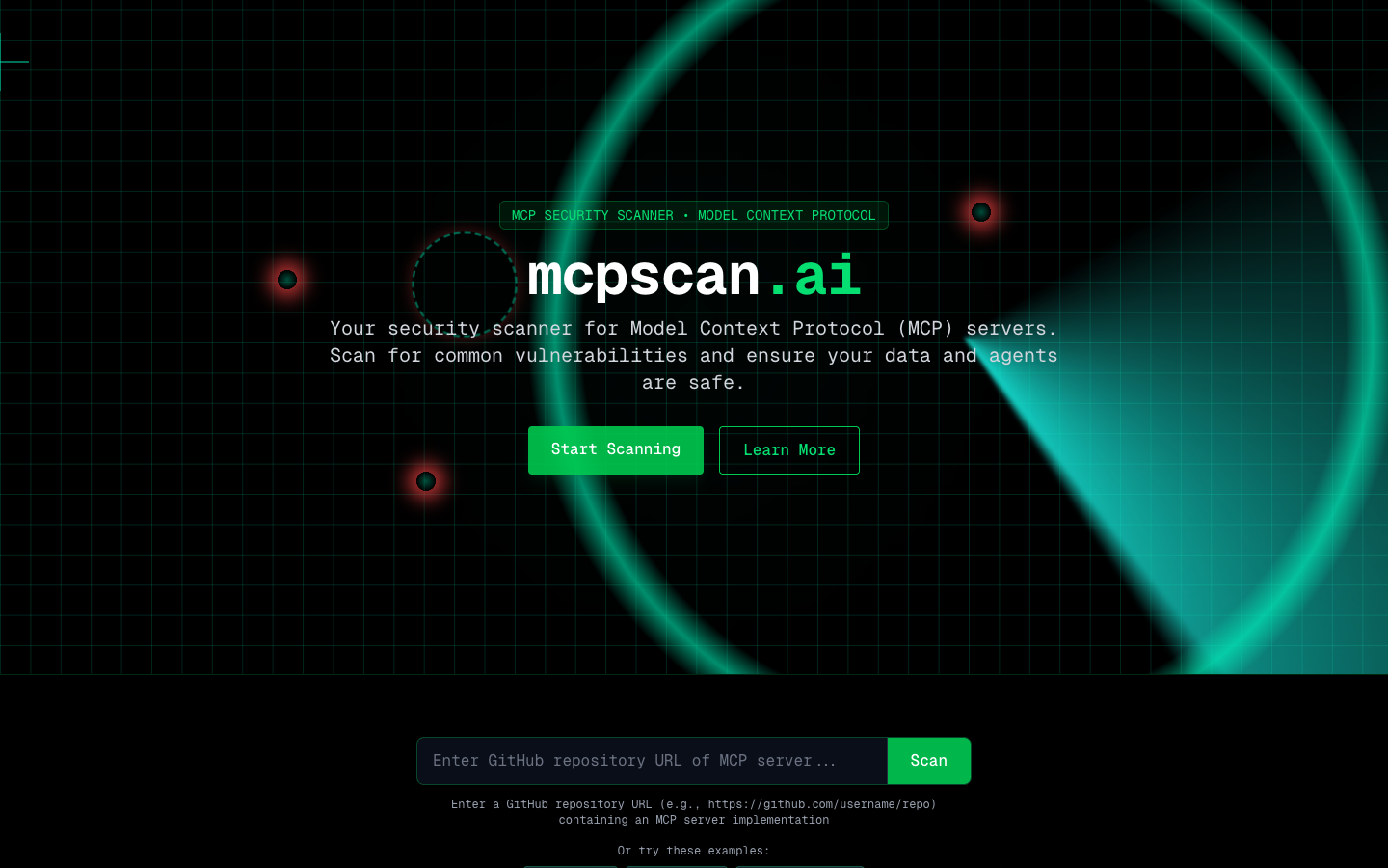 MCP Scan homepage screenshot