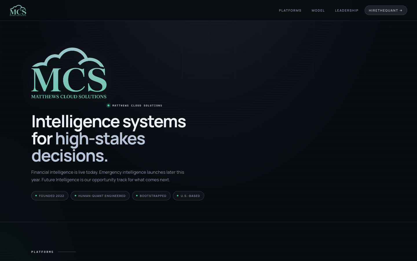 Matthews Cloud Solutions homepage screenshot