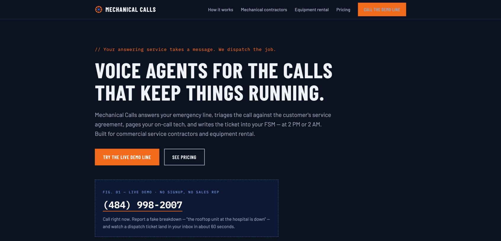 Mechanical Calls 首页截图