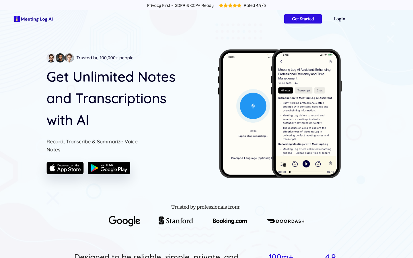 Meeting Log AI landing_page