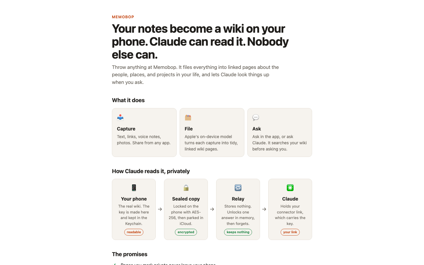 Memobop homepage screenshot