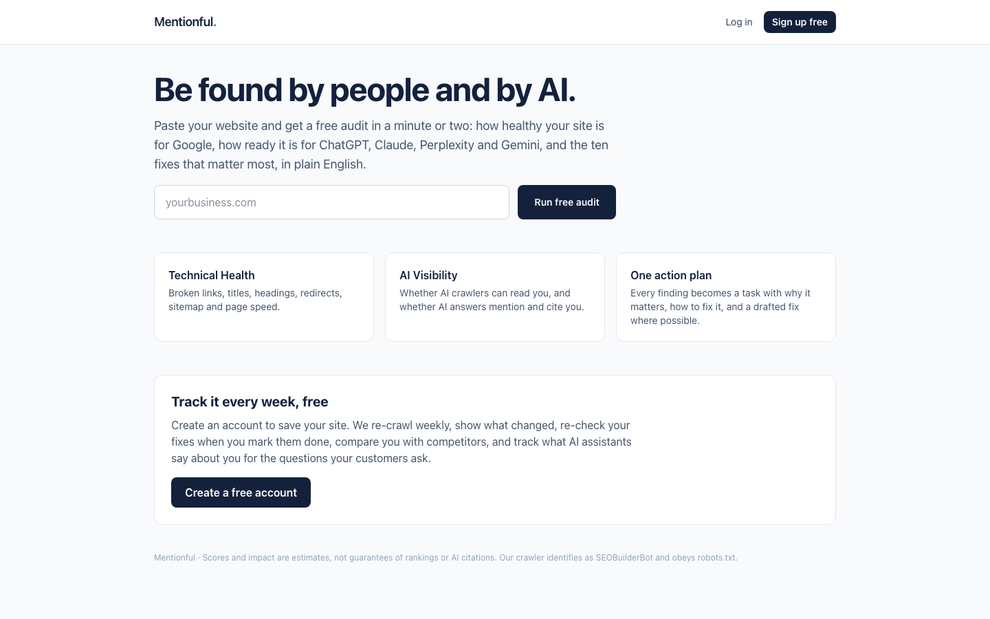 Mentionful homepage screenshot