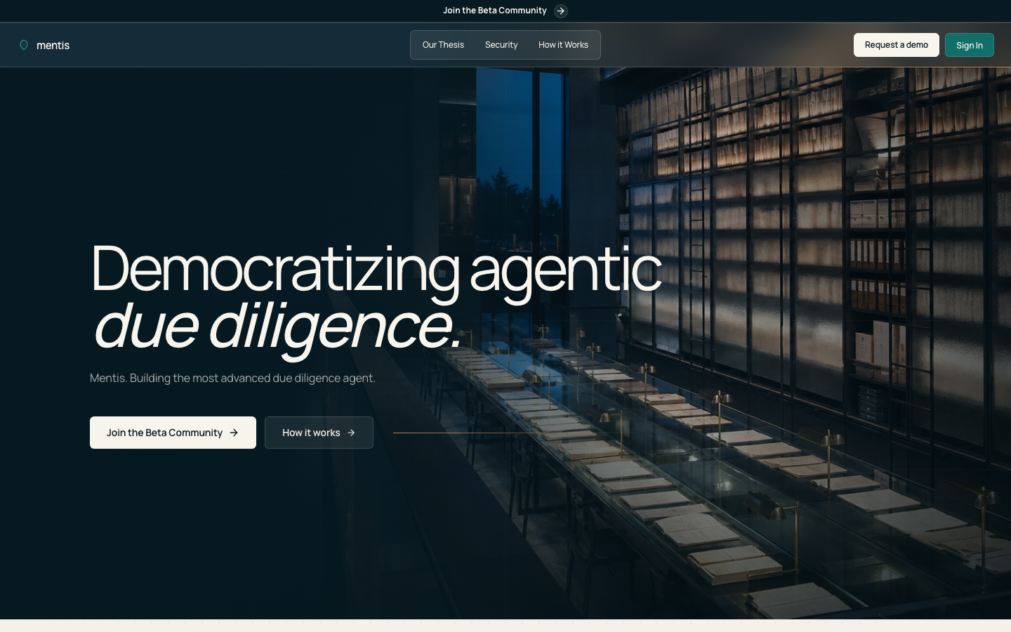 Mentis AI homepage screenshot