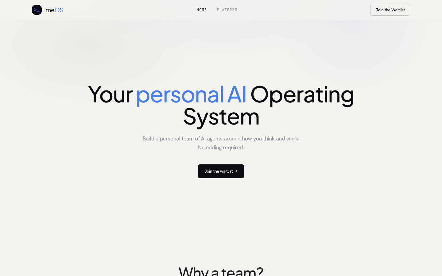 meOS homepage screenshot
