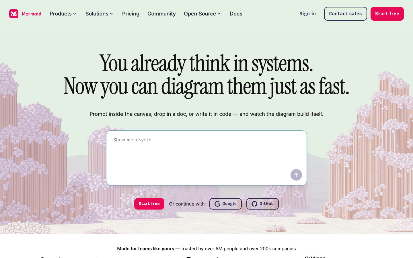 Mermaid homepage screenshot