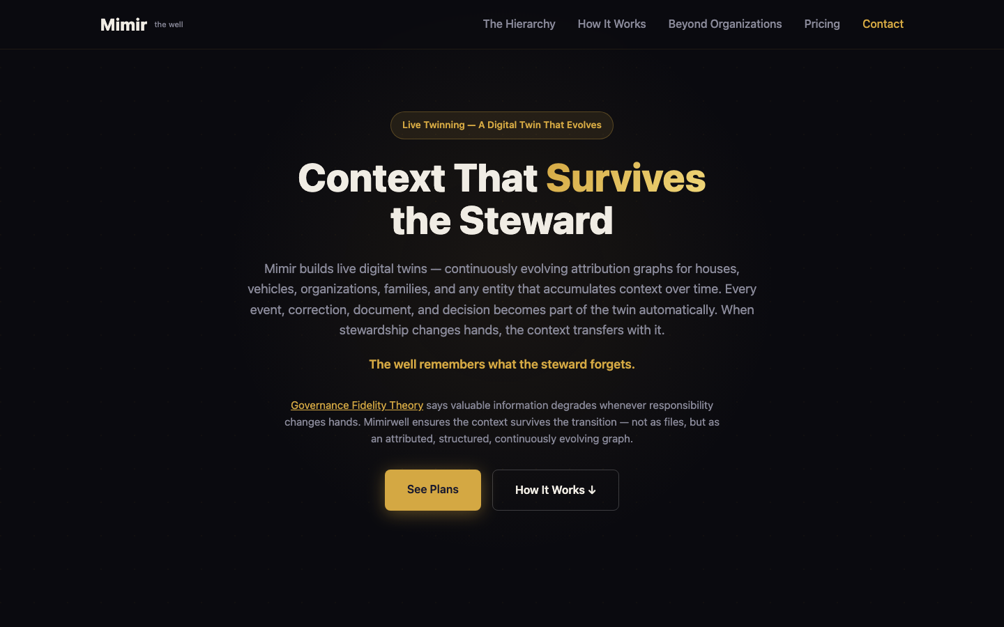 Mimir homepage screenshot
