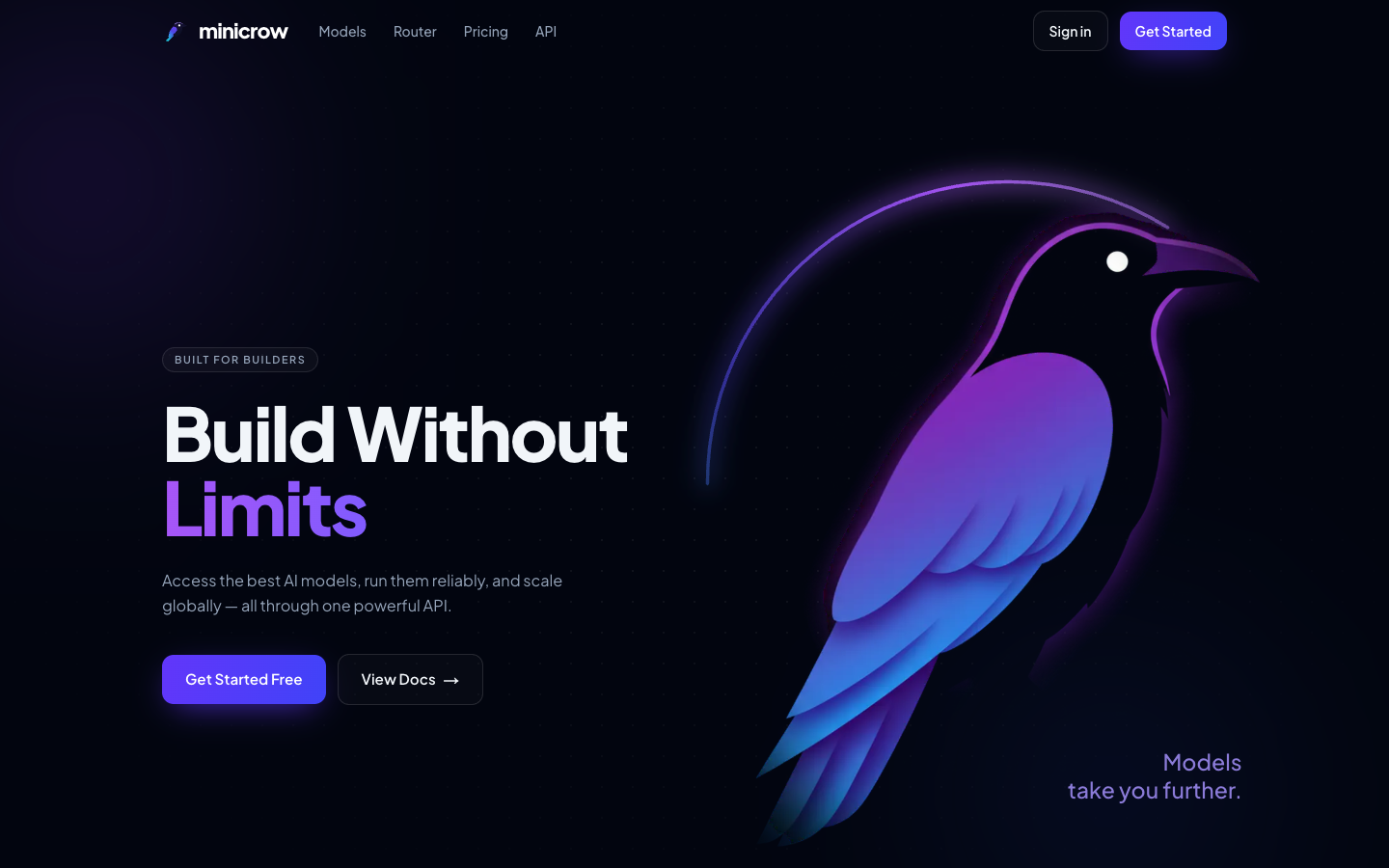 MiniCrow homepage screenshot