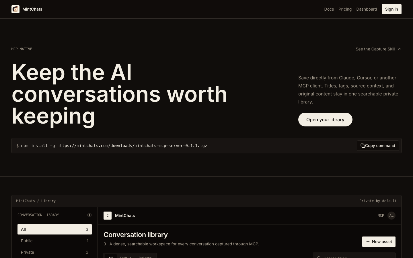 MintChats homepage screenshot