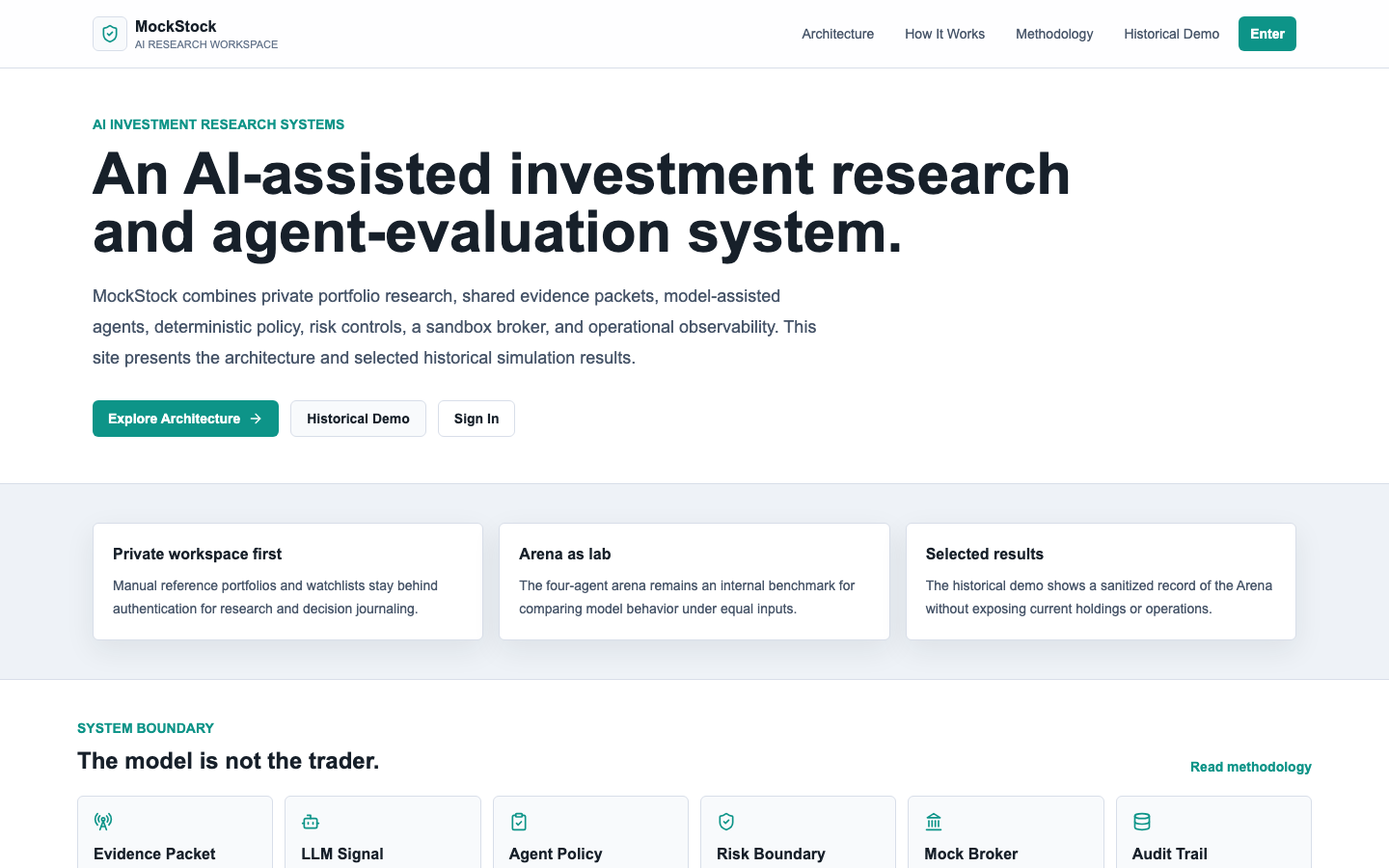 MockStock homepage screenshot