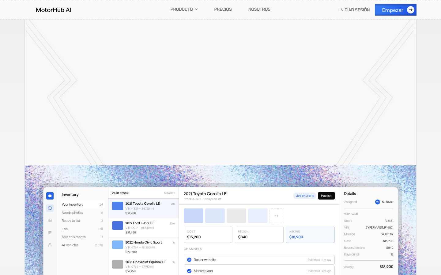 MotorHub AI homepage screenshot