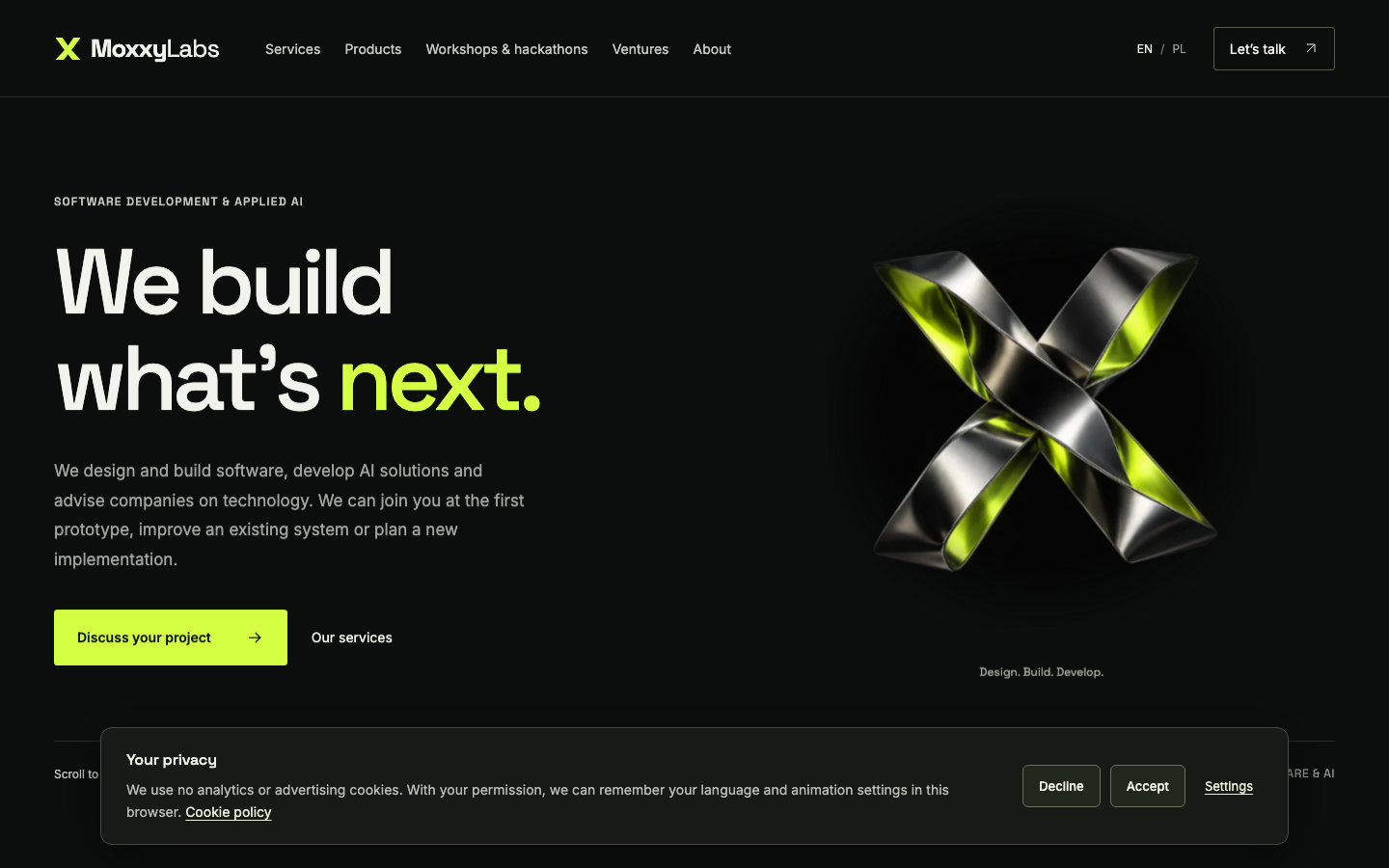 MoxxyLabs homepage screenshot