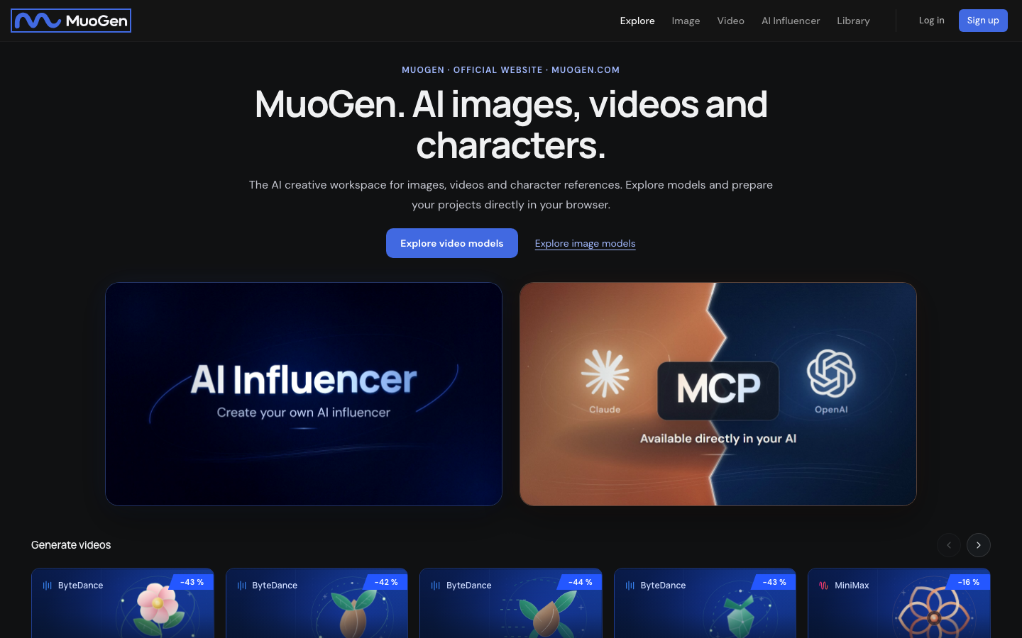 MuoGen homepage screenshot