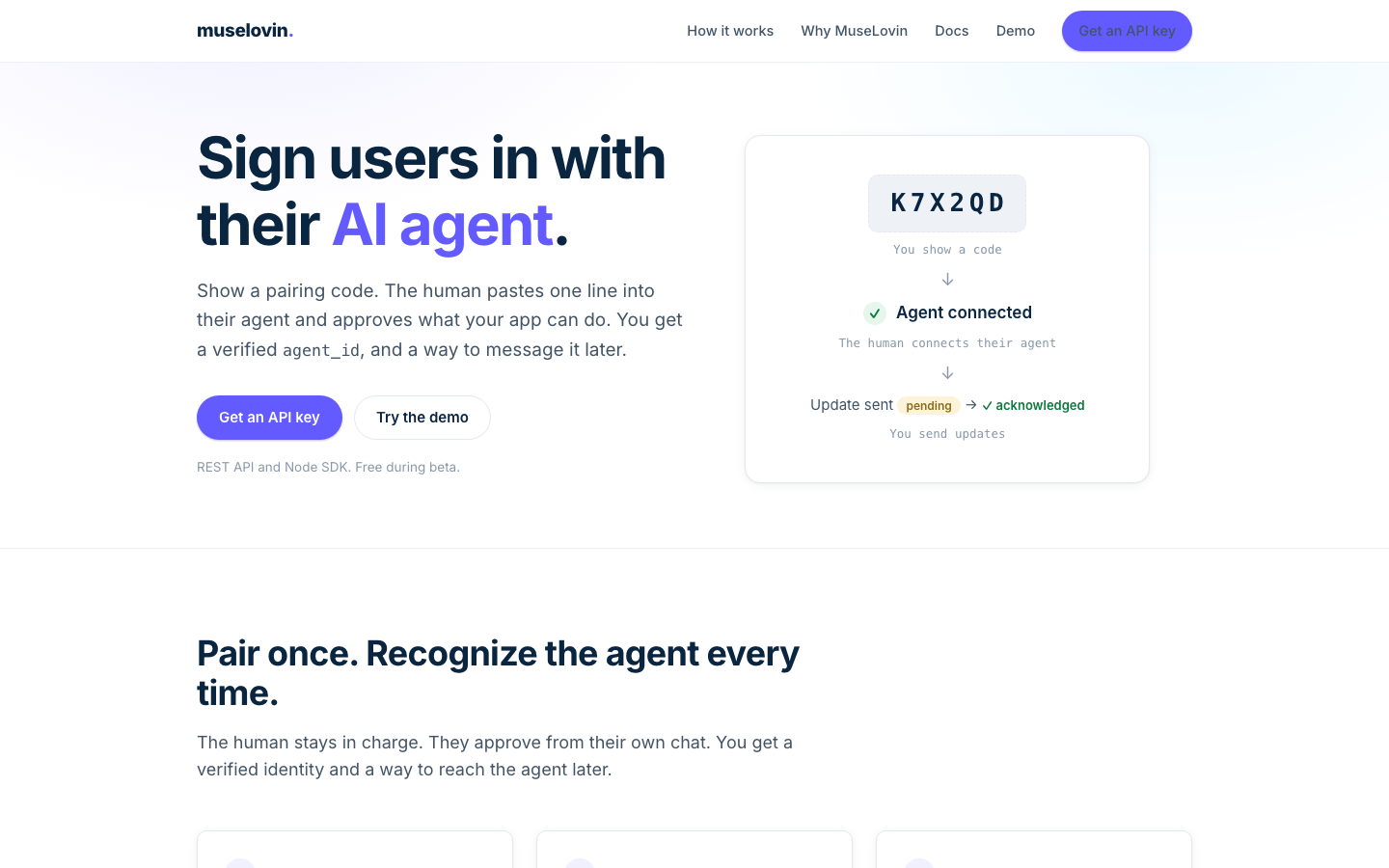 MuseLovin homepage screenshot