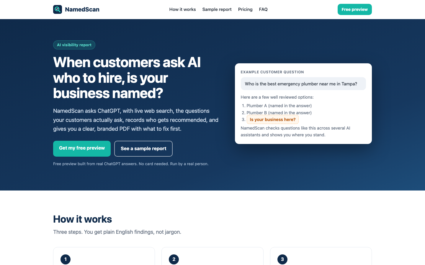 NamedScan homepage screenshot