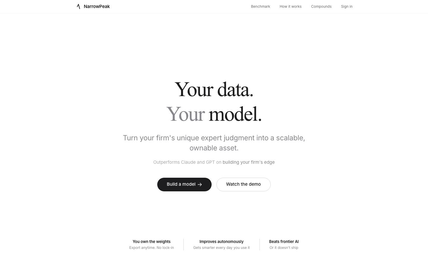 NarrowPeak homepage screenshot