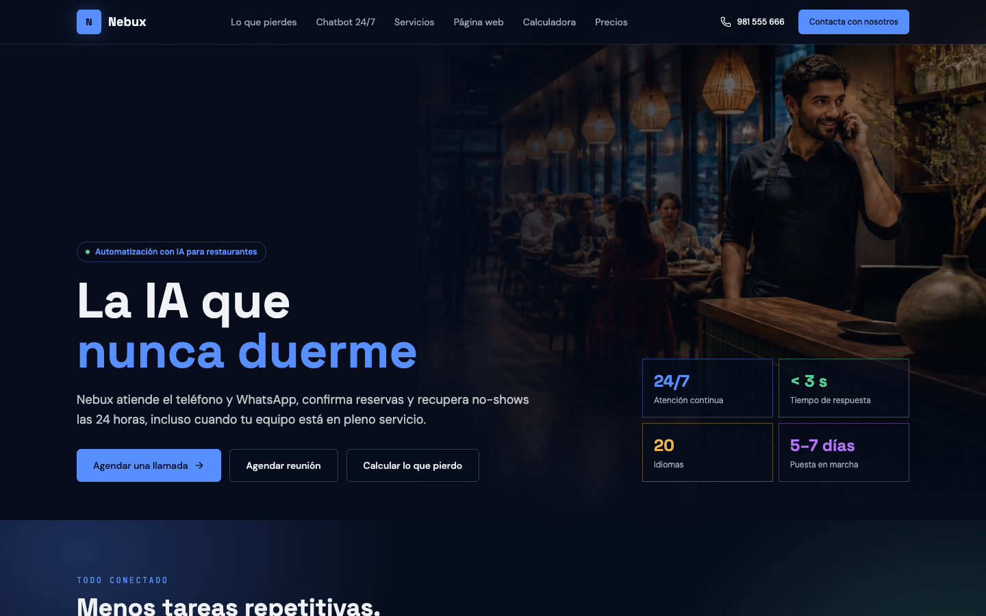 Nebux homepage screenshot