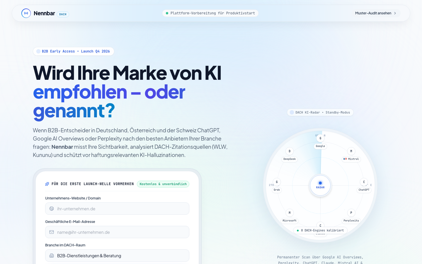 Nennbar homepage screenshot