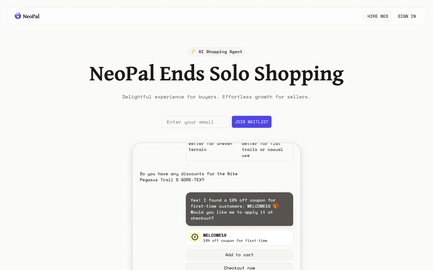 NeoPal homepage screenshot