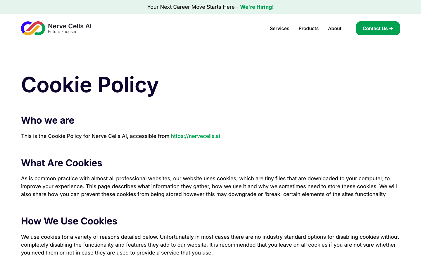 Nerve Cells AI homepage screenshot