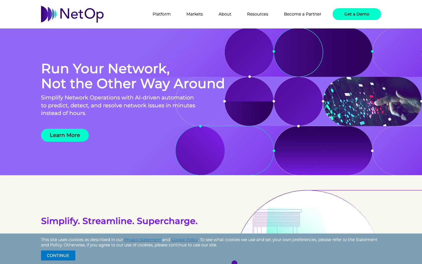 NetOp homepage screenshot