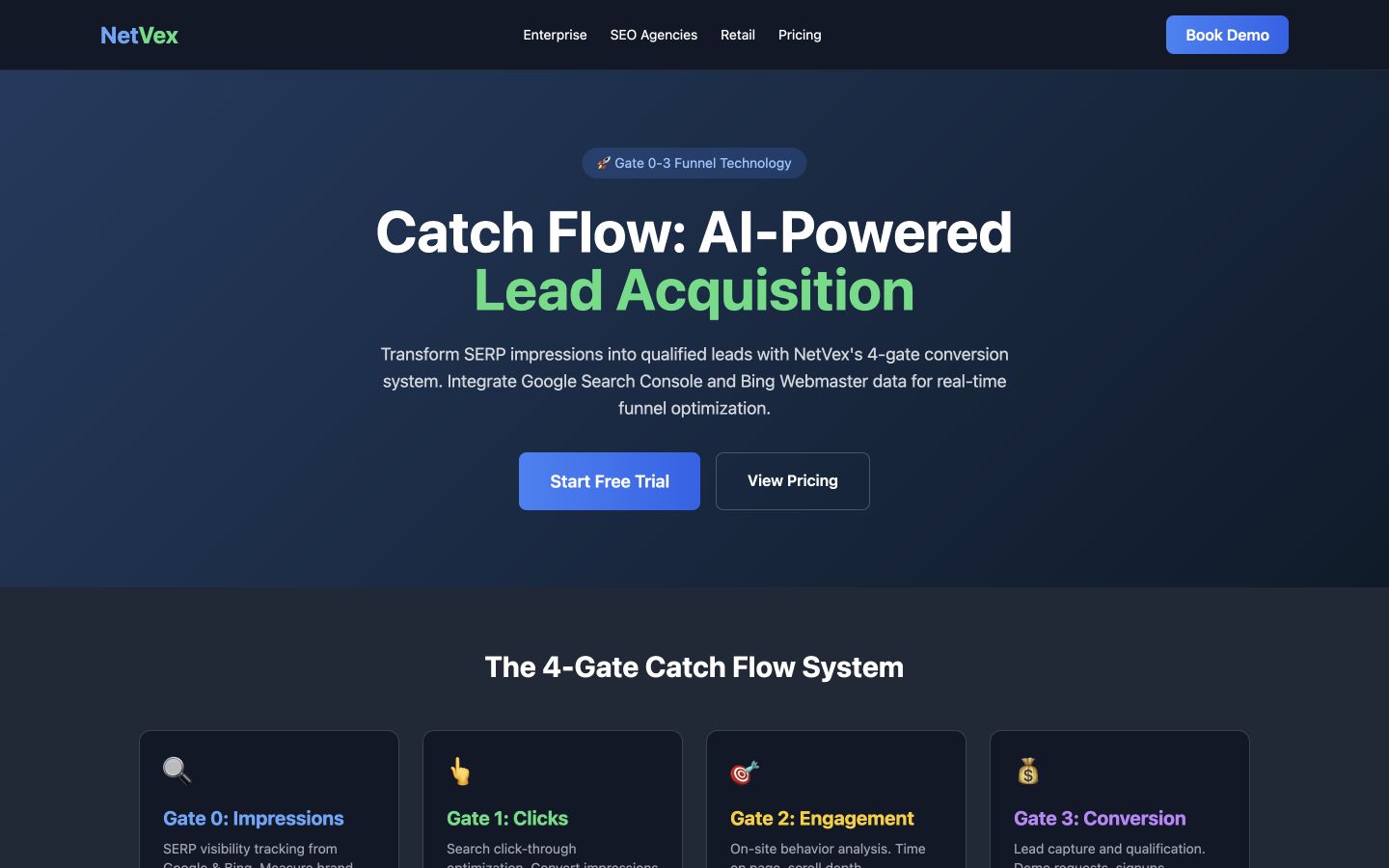 NetVex Catch Flow 首页截图