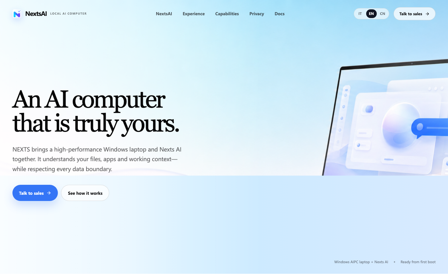NextsAI homepage screenshot
