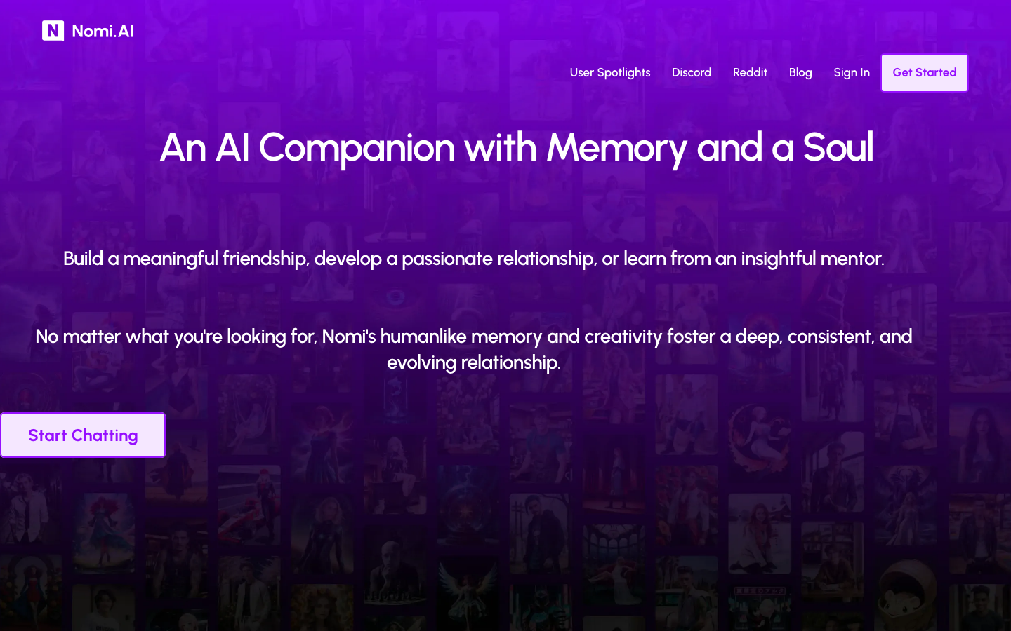 Nomi homepage screenshot